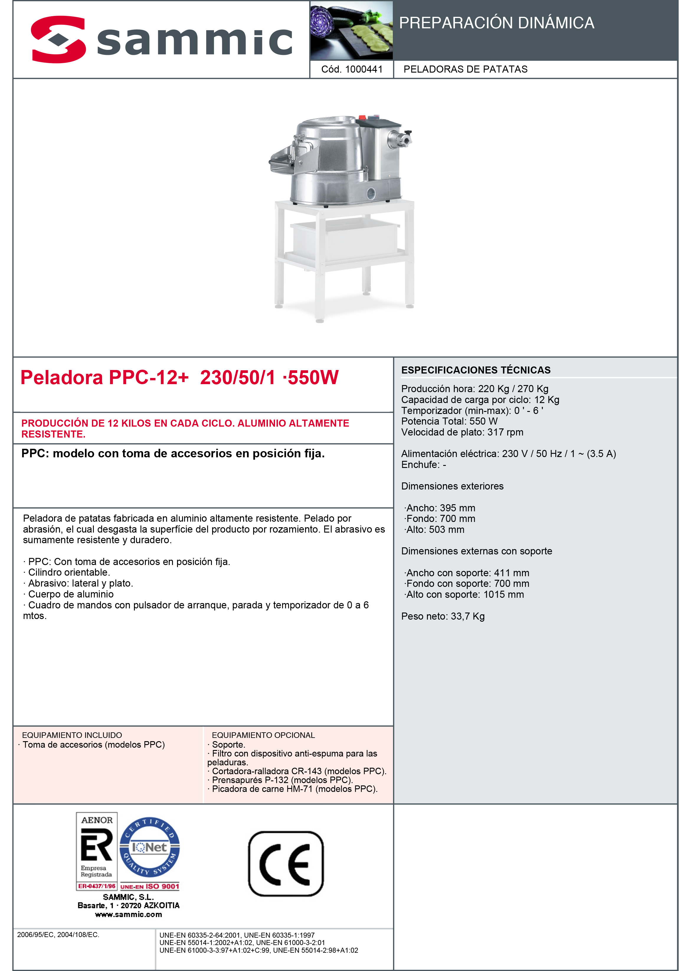 Imagen de Peladora de Patatas Sammic PPC-12+.